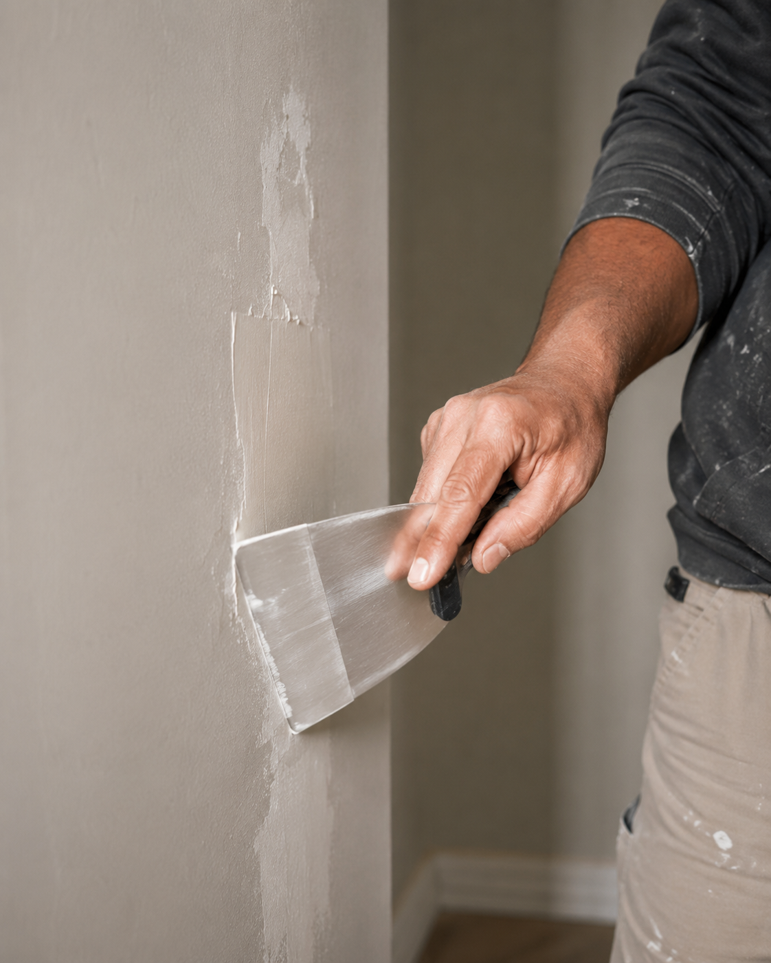 Detail-focused drywall repair by a T8 tradesperson
